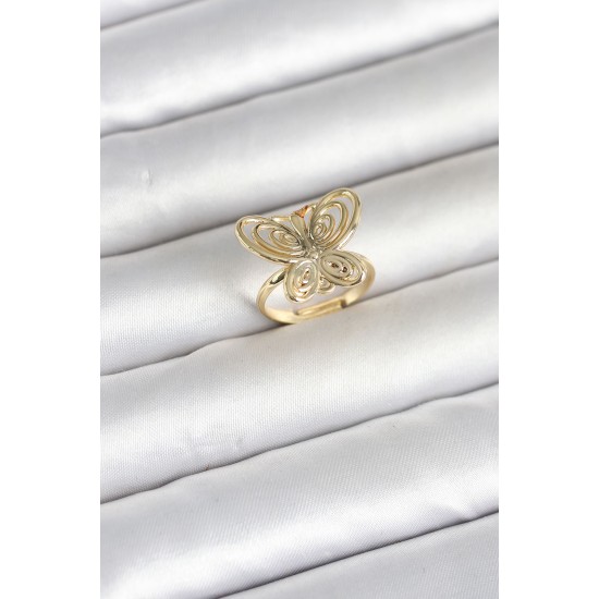 Gold Baget ve Zirkon Taşlı Kare Yüzük